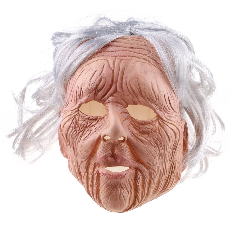 

Halloween Headgear Funny Grandma/Grandpa Latex Mask Wig Elderly Cosplay Face Mask Masquerade Stage Performance Props