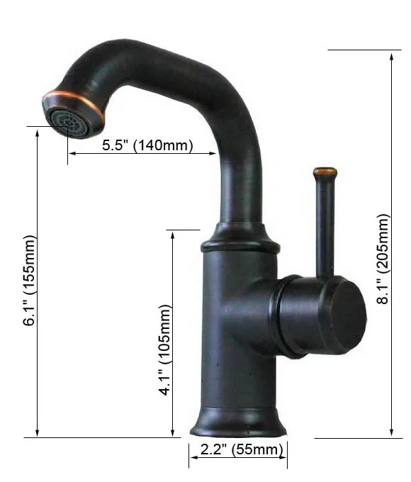 Черный Масло втирают бронзовая античная латунь Кухня Мокрый Бар Ванная комната