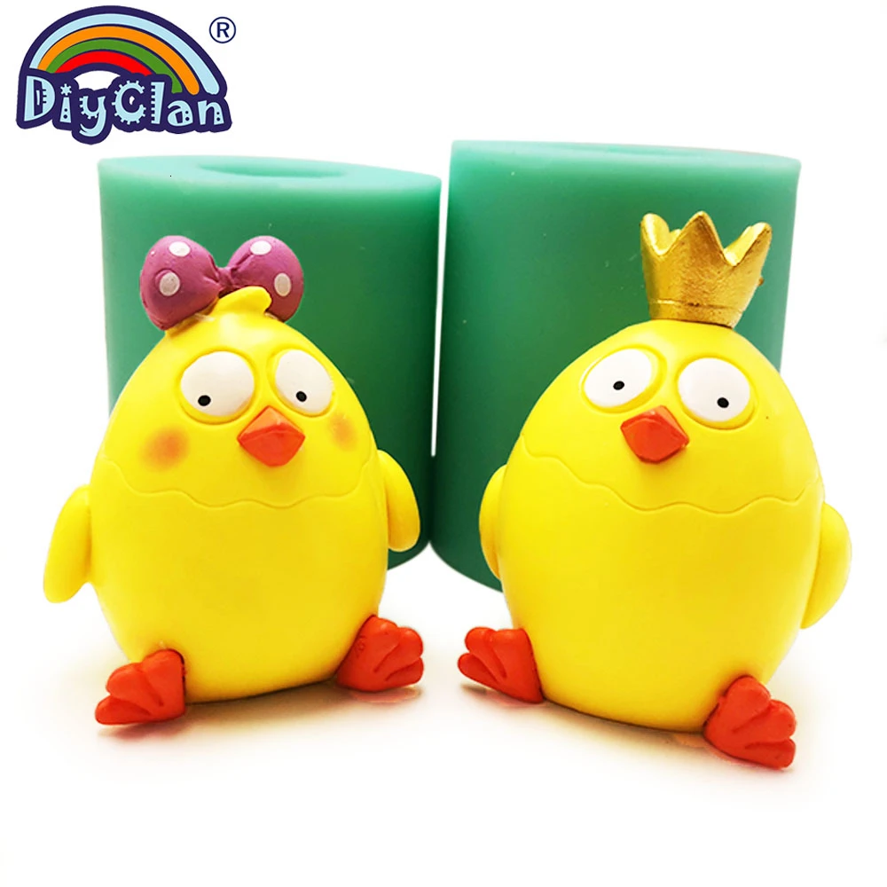3D форма цыпленка силиконовая глина для цыплят гипса животных свечи торта Топпер