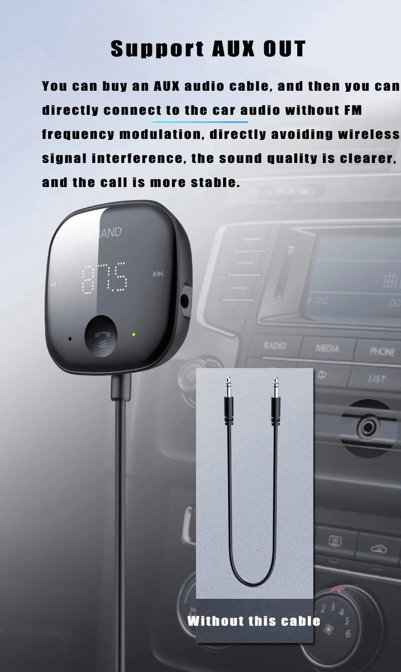 2021 Bluetooth 5.0 Car MP3 Player FM Transmitter Handsfree AUX Wireless Kit Modulator Support TF Card Music Playback | Электроника