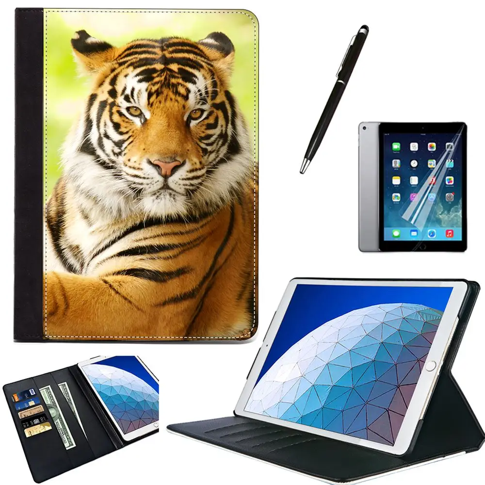 Защитный чехол подставка из искусственной кожи с изображением животного тигра