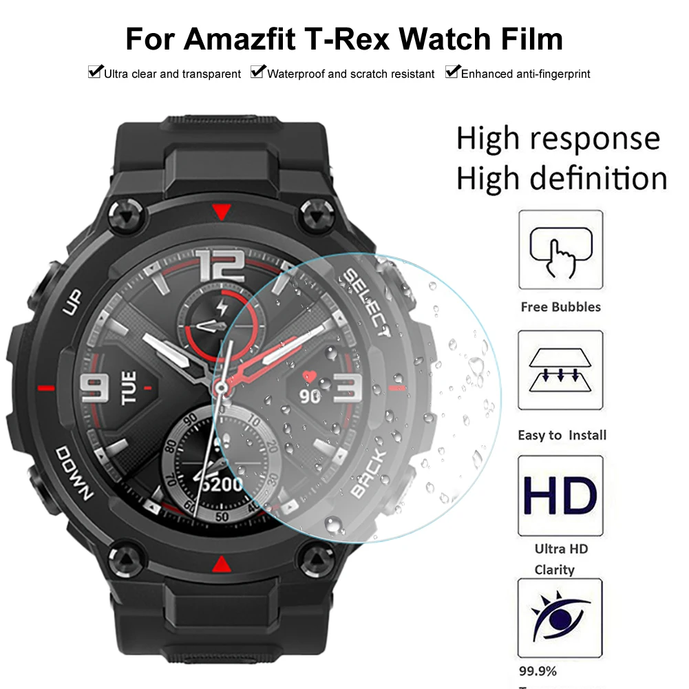 

2pcs Watch Protective Film Explosion-proof Soft Tempered Film High-definition Resist Hydrogel Protector For Amazfit T-REX Watch