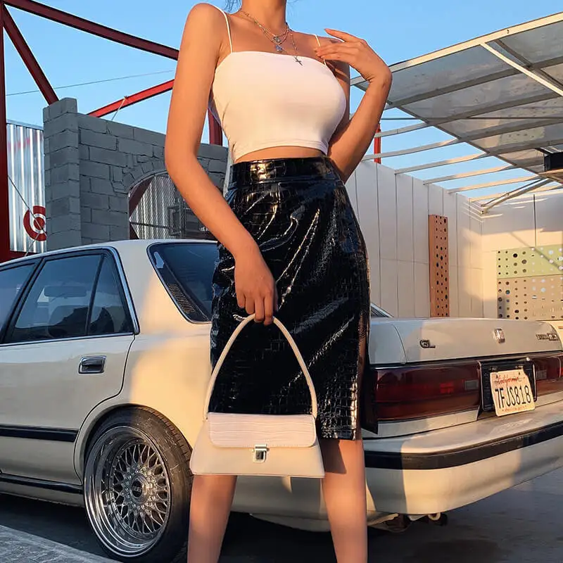 Крокодиловая кожа юбка для женщин Туника вечерние Англия Стиль юбки из