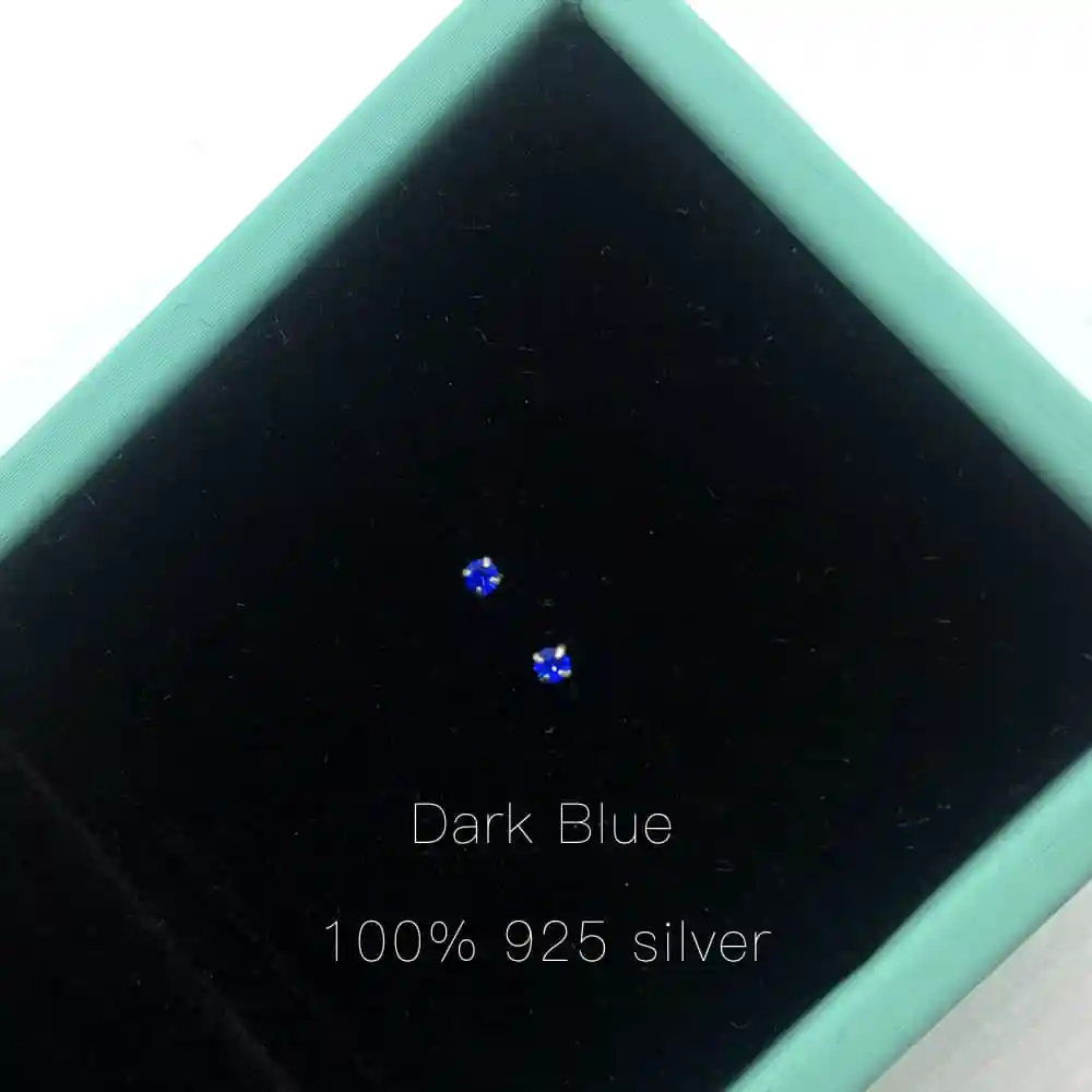 Dark blue Новое поступление, 925 пробы серебряные натуральные ювелирные изделия ручной работы, милые круглые модные серьги-гвоздики для женщин, подарки - Цвет камня: Dark blue