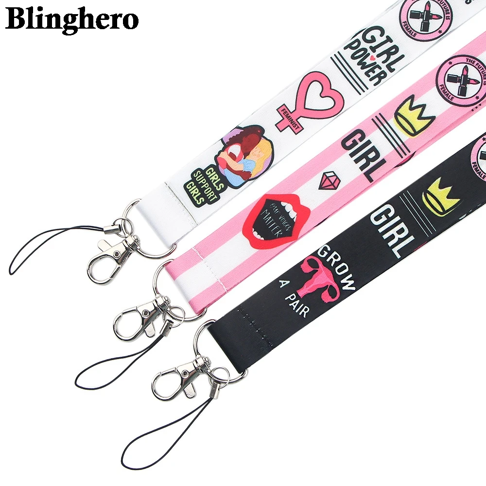 CA1476 Feminism Keychain Lanyards Badge Id Holder ID Card Pass Cell Phone USB Neck Straps Key Band Gift for women | Мобильные