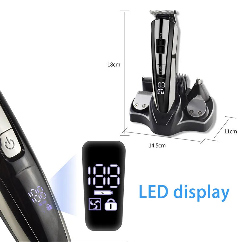

Kemei Hair Clipper professional hair trimmer electric hair clipper men's hair trimmer LCD digital display 0mm cordless haircut 3