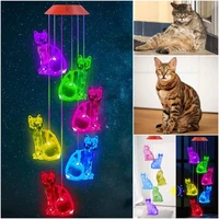 6led solar power changeable light ip65 waterproof colorful butterfly wind chime lamp for home outdoor garden yard decoration