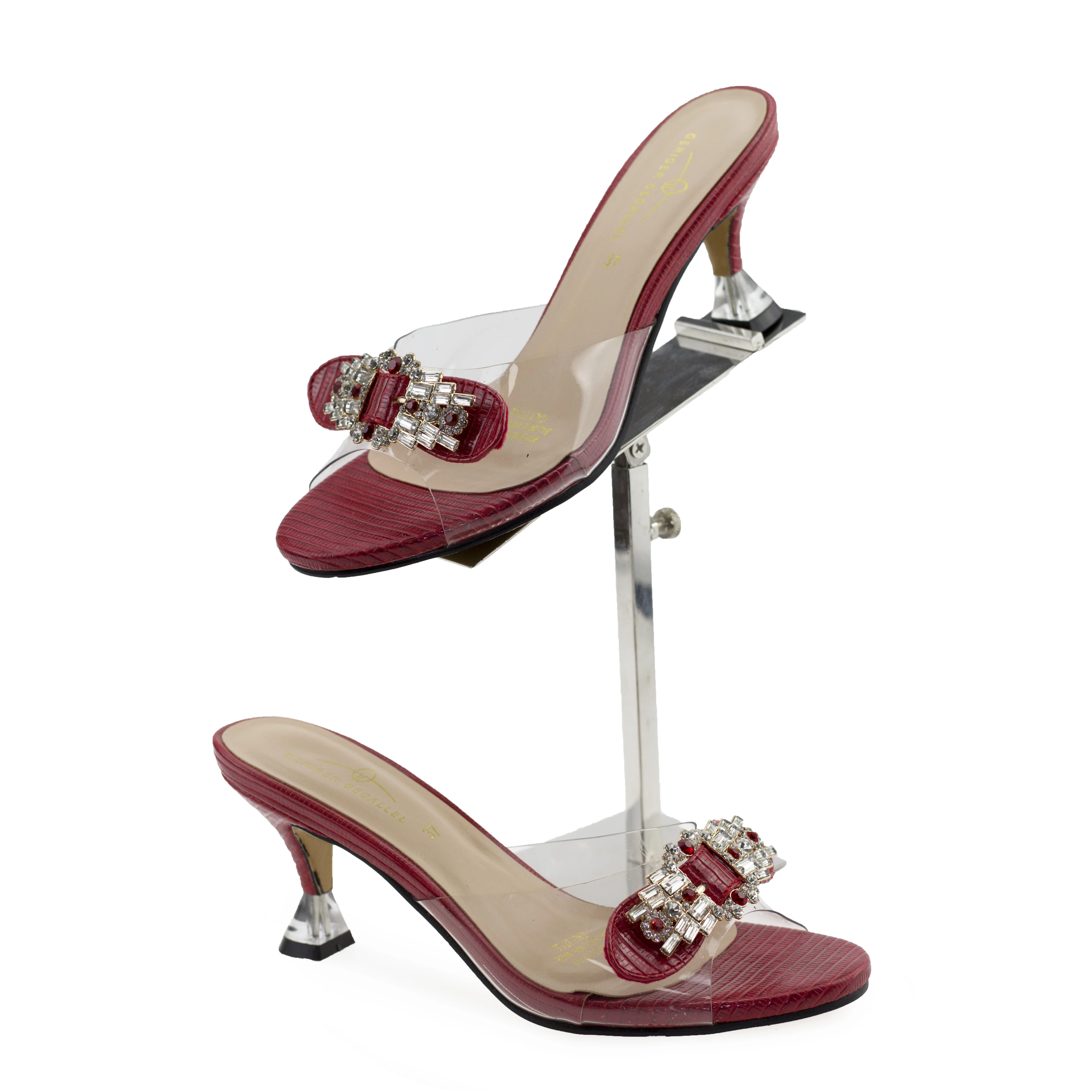 Sexy Clear Women Sandals 673-2 Chic Sexy Sandals for Girls Bowknot Bow Dressy Heels Ladies Pumps Medium Heels Sandals for Women