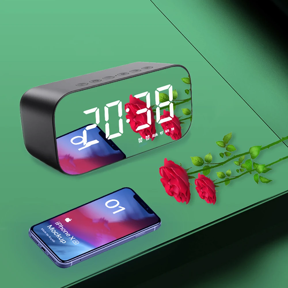 Беспроводной Bluetooth-динамик FM-радио звуковая коробка Настольный будильник