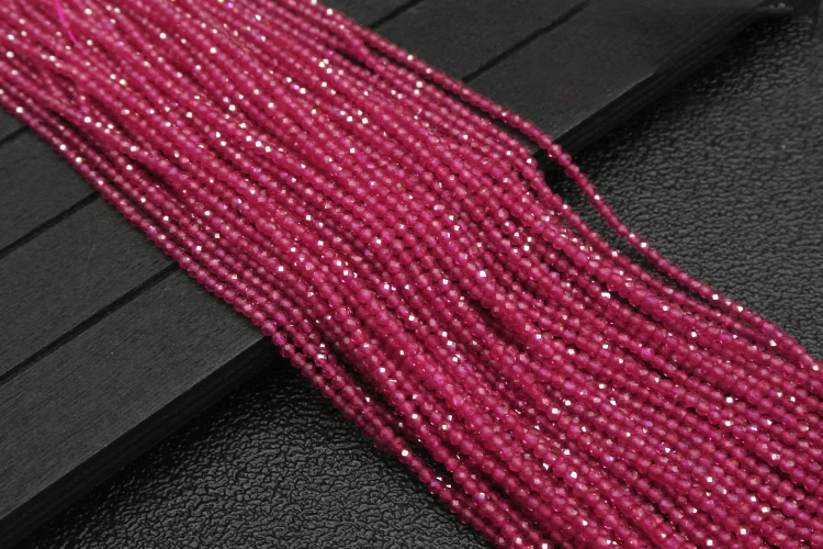 Natural Red Corundum Loose Beads Faceted Round Beads 2-3mm 15