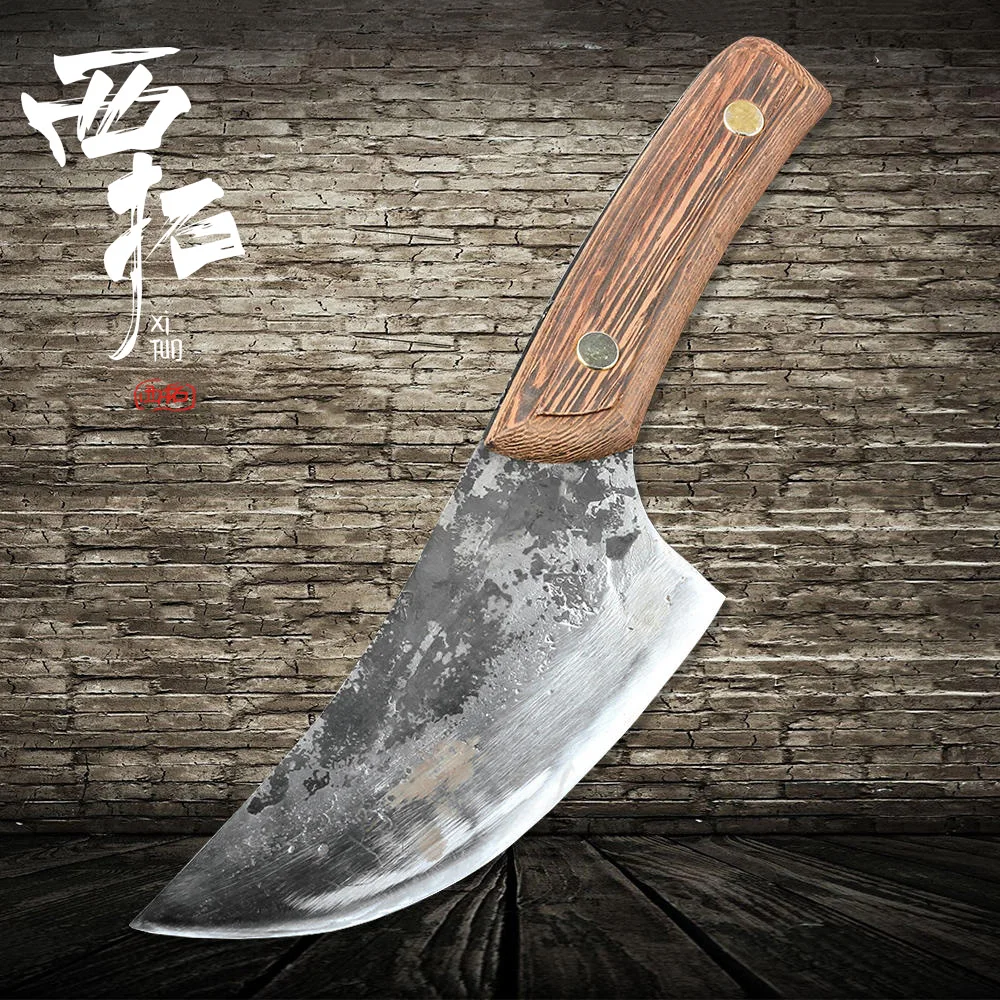 

XITUO hand forging slaughter butcher knife full Tang Bao steel planing knife beef hammer wide axe kitchen chef knife meat slice