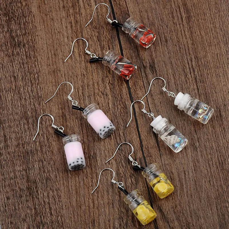 Забавные уникальные серьги капли BTWGL в виде Пузырькового чая полимерные Сережки