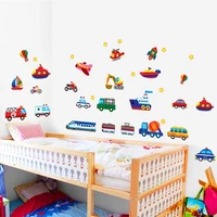 cartoon cars tractor truck wall stickers wall stickers kids room decoration diy car home decals art children gift