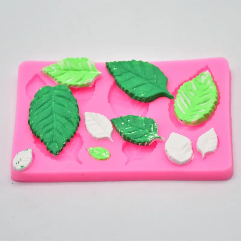 3 шт 3D розы цветок силиконовая форма лист вены помадка для шоколада Полимерная