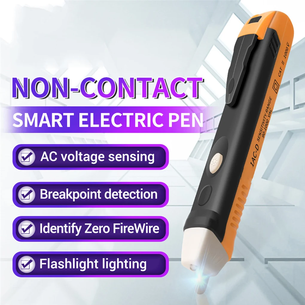 

Portable Electric Indicator Voltage Tester Pen Non-contact LED Volt Detector 90-1000V AC Socket Electric Pencil Sensor