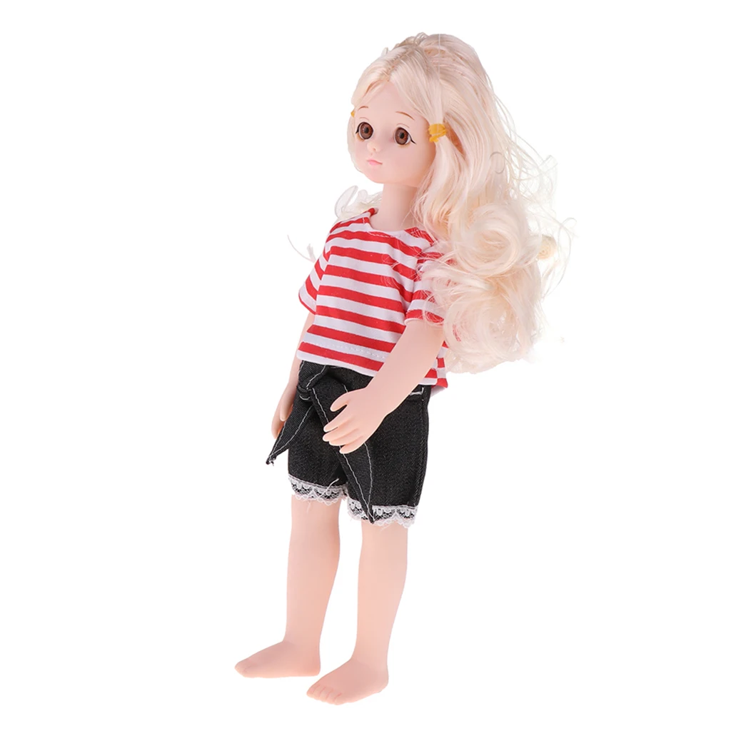 

Lovely Soft Vinyl Girl Doll, 14inch Lifelike Princess Doll in Clothes White Skin