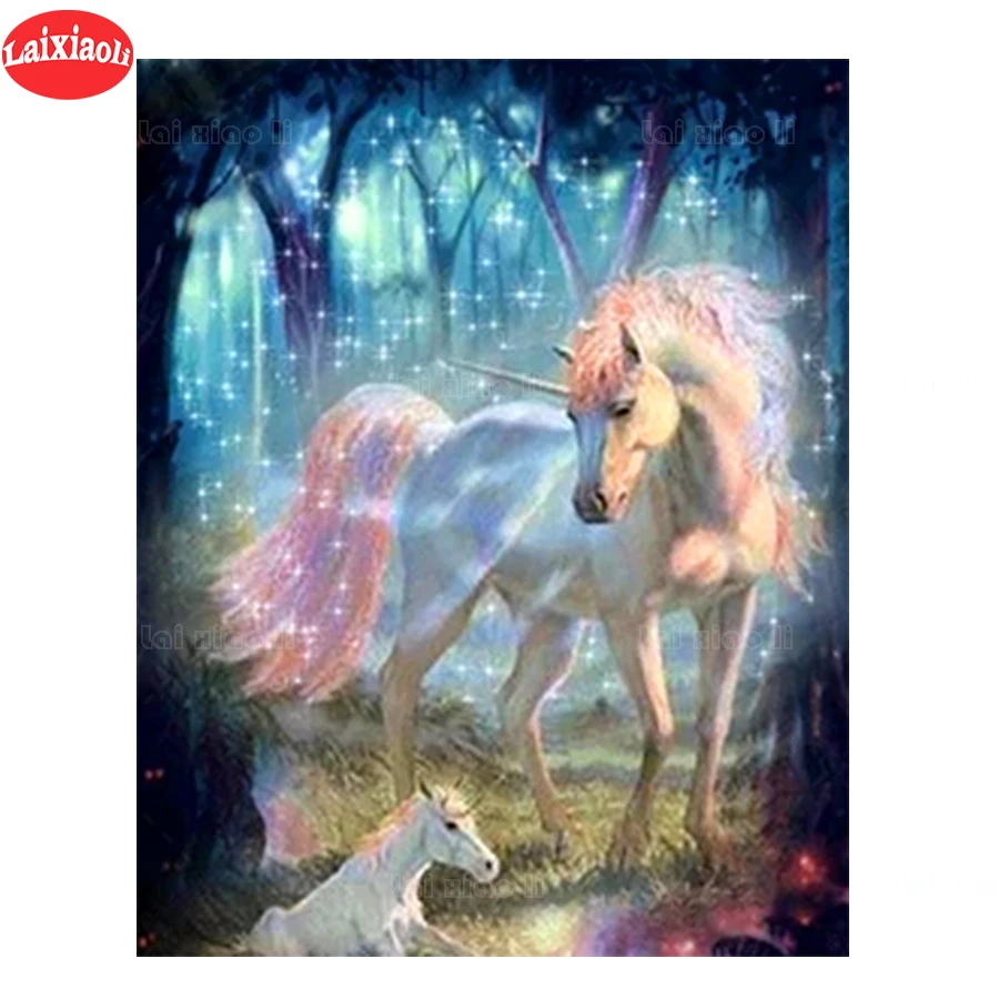 

5d diamond painting Abstract animal art, forest unicorn diy full square drill diamond embroidery round diamond mosaic view DIY