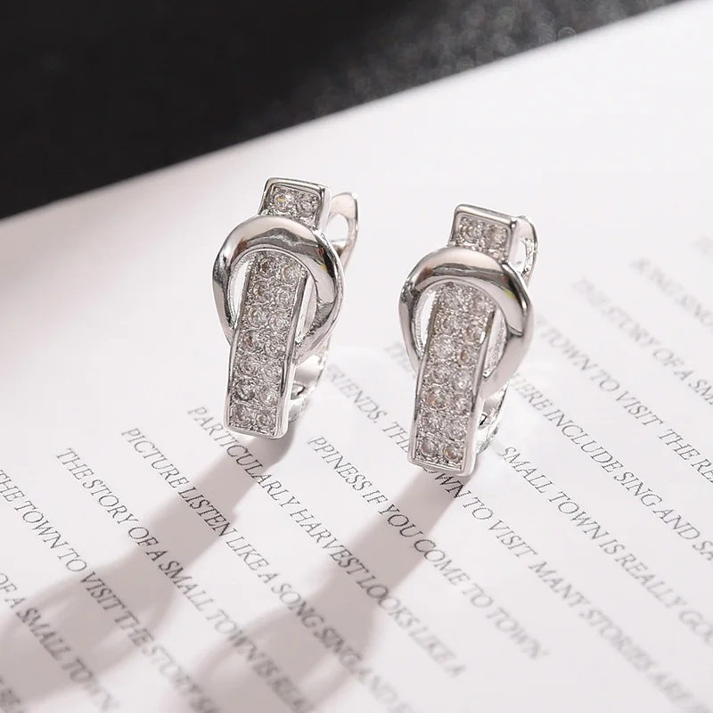 Женские Геометрические серьги-гвоздики Роскошные позолоченные серьги с медным