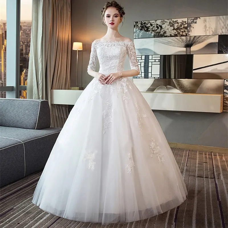 

Женское свадебное платье It's yiiya, элегантное платье с длинным шлейфом, открытыми плечами и цветочным кружевом в Корейском стиле на лето 2021