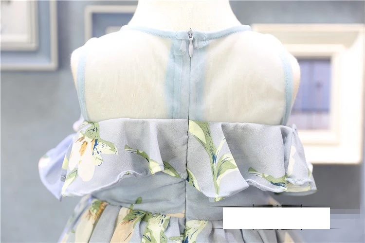 Платья с цветочным узором для девочек Летние шифоновые Детские платья Детская