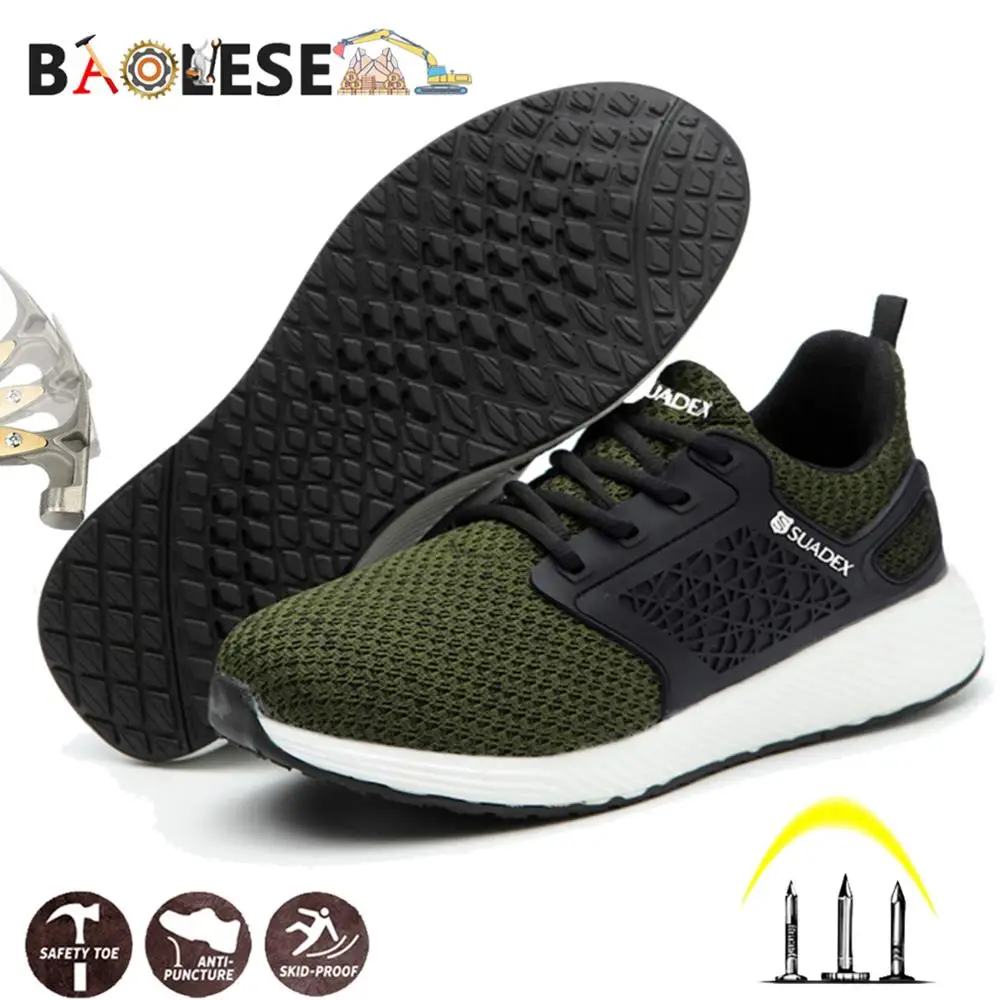 

BAOLESEM Man Work Shoes Safety Shoes Male Safety Men Shoes Steel Toe Cap Indestructible Sneaker Anti-pirerce Breathable footwear