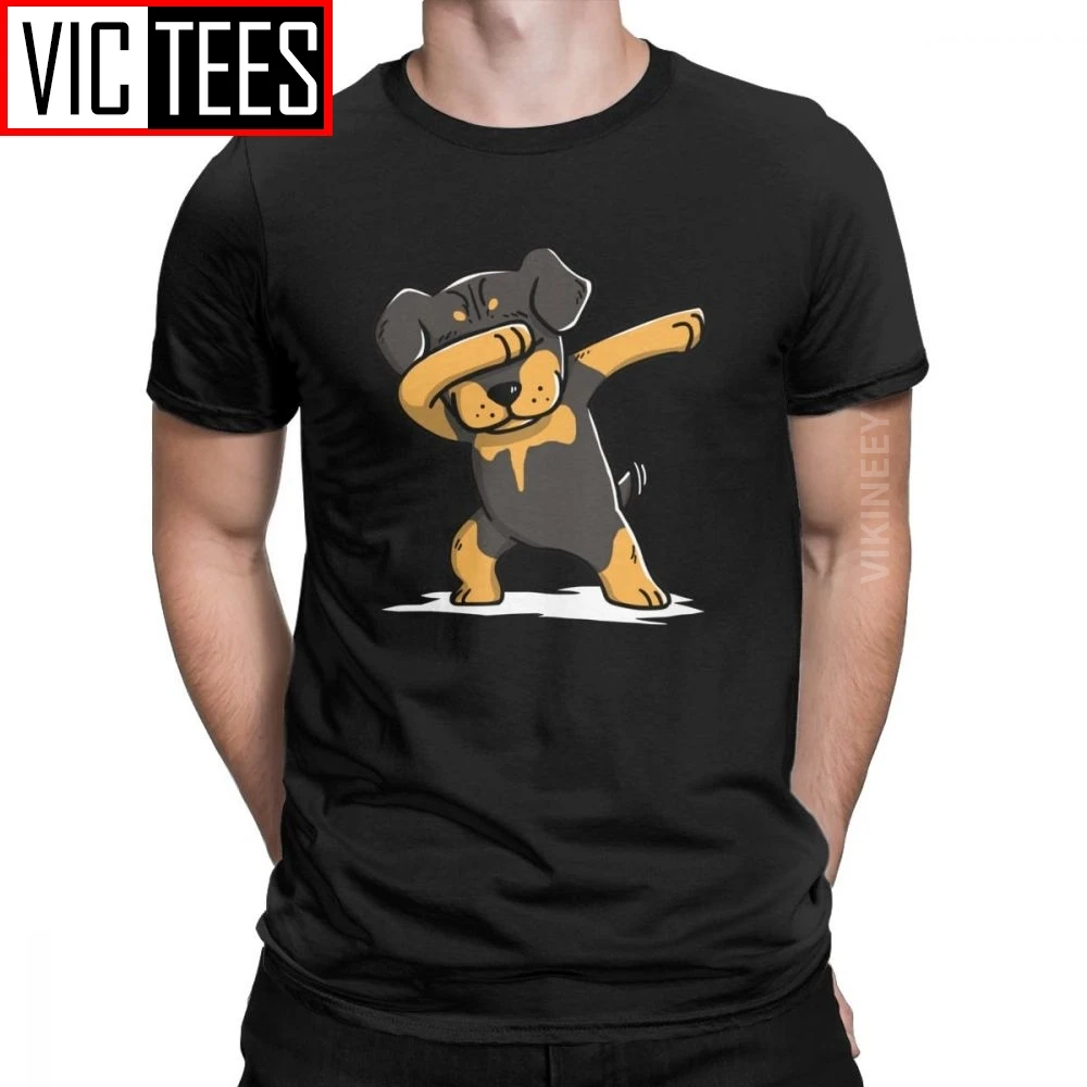 

Men T-Shirt Dabbing Rottweiler Funny Novelty 100 Percent Cotton Rottie Dog Dance Dabbin Dab T Shirt New Oversized