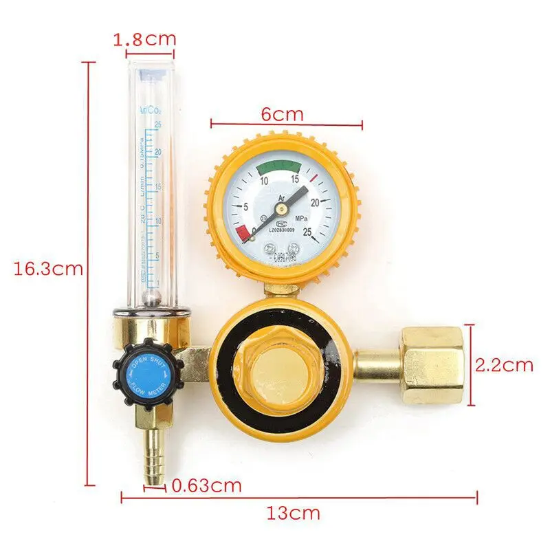 

0-25Mpa Argon CO2 Flow Meter Gas Regulator Flowmeter Welding Weld Gauge Argon Regulator Oxygen Pressure Reducer