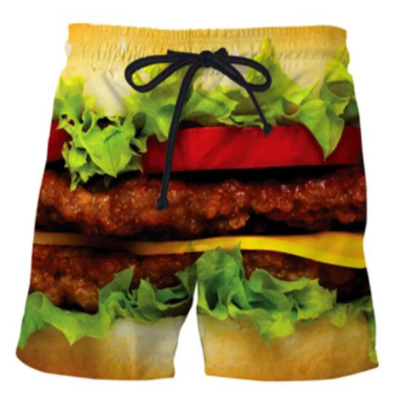 

Food Pizza/hamburger 3D Printed Women Board Shorts Printed Beach Trunks Muliti Styles Boardshort Loose Drawstring Casual Shorts
