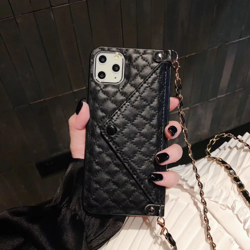 Модный Роскошный чехол-конверт из овчины для iphone11 pro max xs max xr чехол для телефона с цепочкой 6s 7 8plus Мягкий женский чехол