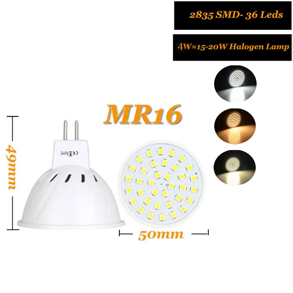 Светодиодный точечный светильник GU10 E27 MR16 светодиодная лампочка 36 54 72LED s 2835 SMD ый