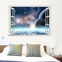 space planet nebula window wall stickers living room bedroom decoration 3d mural ar diy scenery home decals posters kids gift