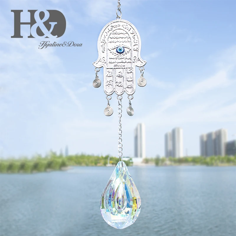 H& D DIY счастливый Хамса турецкий синий сглаза Кристалл Шарм Suncatcher кулон ветер колокольчик амулет дома стены сада висячие украшения