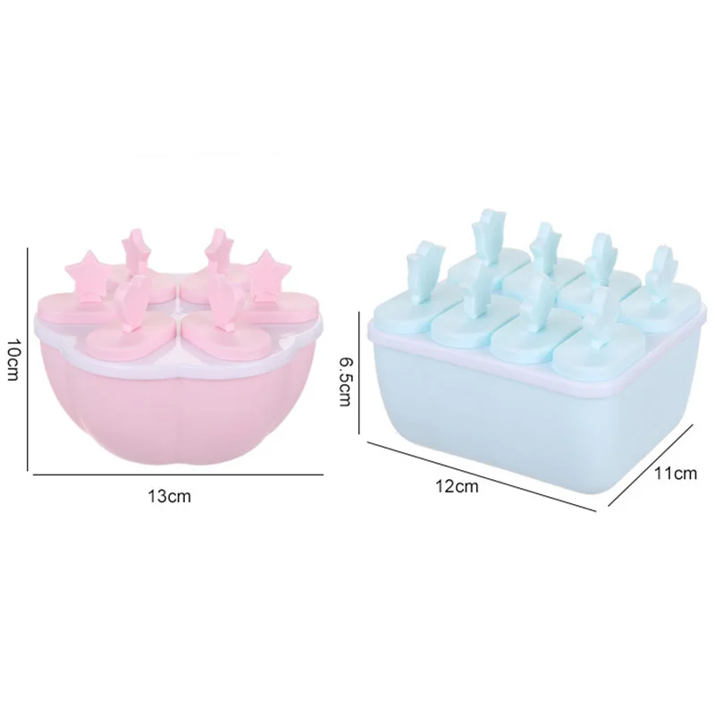 

6/8 Cells Round Shape Ice Cream Mold DIY Handmade Dessert Fruit Maker Reusable Ice Cube Tray Popsicle Home Ice Cream Maker