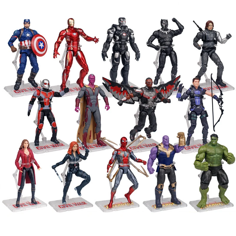 

Disney Marvel Avengers Movie Anime Characters Iron Man Spiderman Action Figure Toys With Stand Children's Toys Christmas Gifts