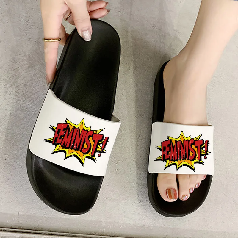 

2021 New Hot FEMINIST Letters Women's Slippers Casual Slippers Indoor Home slippers Ladies Slides Bathroom Flip Flops