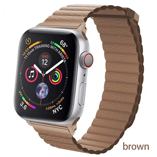 Кожаный ремешок для apple watch, ремешок для apple watch 5, 4, 40 мм, 44 мм, correa iWatch 42 мм, 38 мм, браслет, Аксессуары для наручных часов - Цвет ремешка: brown