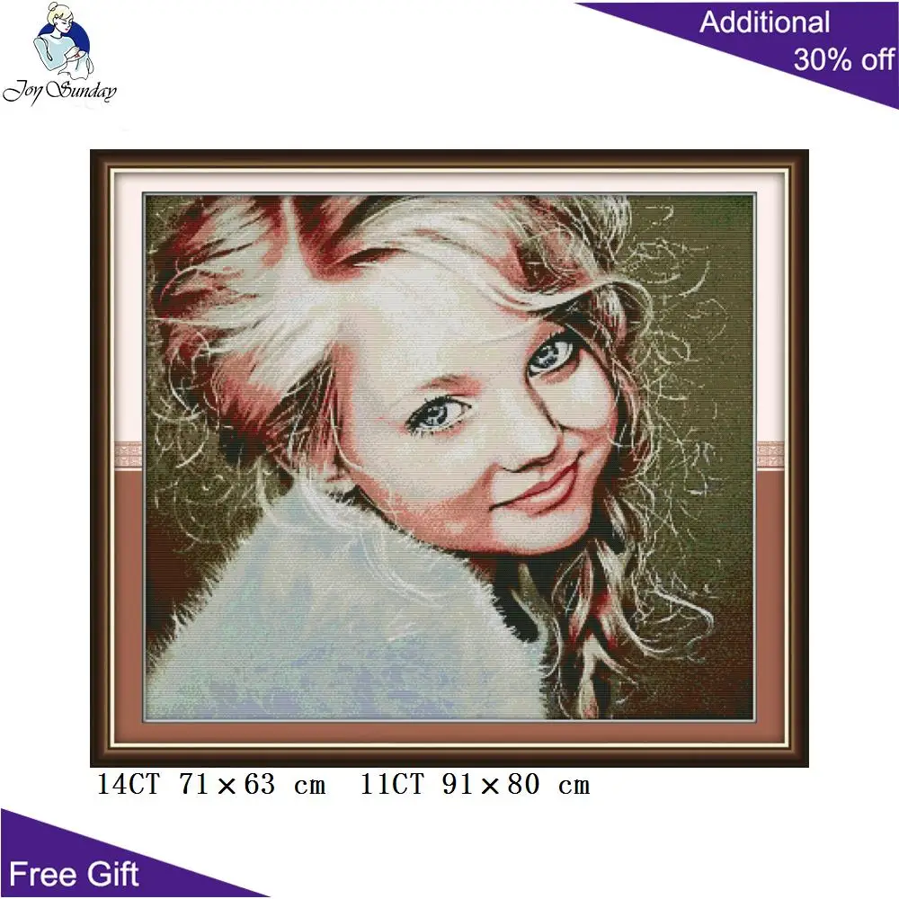 Joy Sunday милая девушка вышивка крестиком RA238 14CT 11CT подсчет и штамп домашний декор