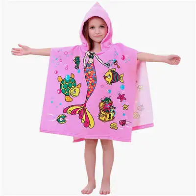 Pink Mermaid Детское банное полотенце, пончо, одеяло, детское полотенце из микрофибры с капюшоном, банный халат для мальчиков и девочек, быстросохнущее полотенце для пляжа путешествий - Цвет: Pink Mermaid