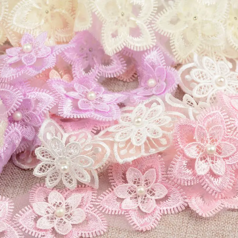 #185 Double Layers Flowers Lace Water Soluble Jacquard french lace fabric african high quality trim cosas de navidad | Дом и сад