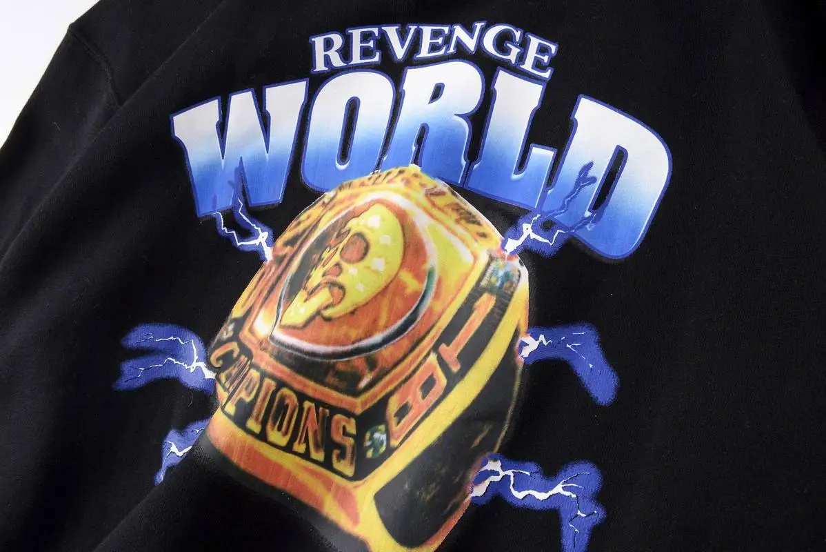 

Revenge Hoodie world print Revenge sweatshirt EU size streetwear hip hop casual loose kenya west Revenge Pullover men women