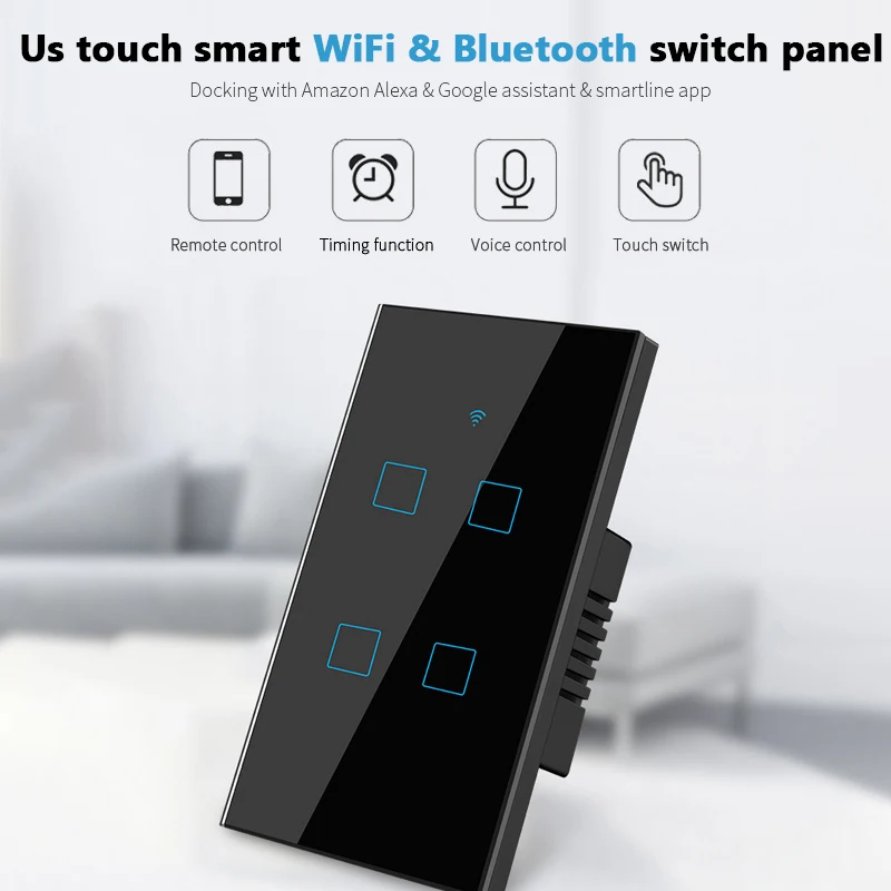 

WiFi + Bluetooth Tuya Smart сенсорный настенный выключатель США/ЕС Стандартный умный дом таймер приложение Smart Life работать с Alexa Google Home