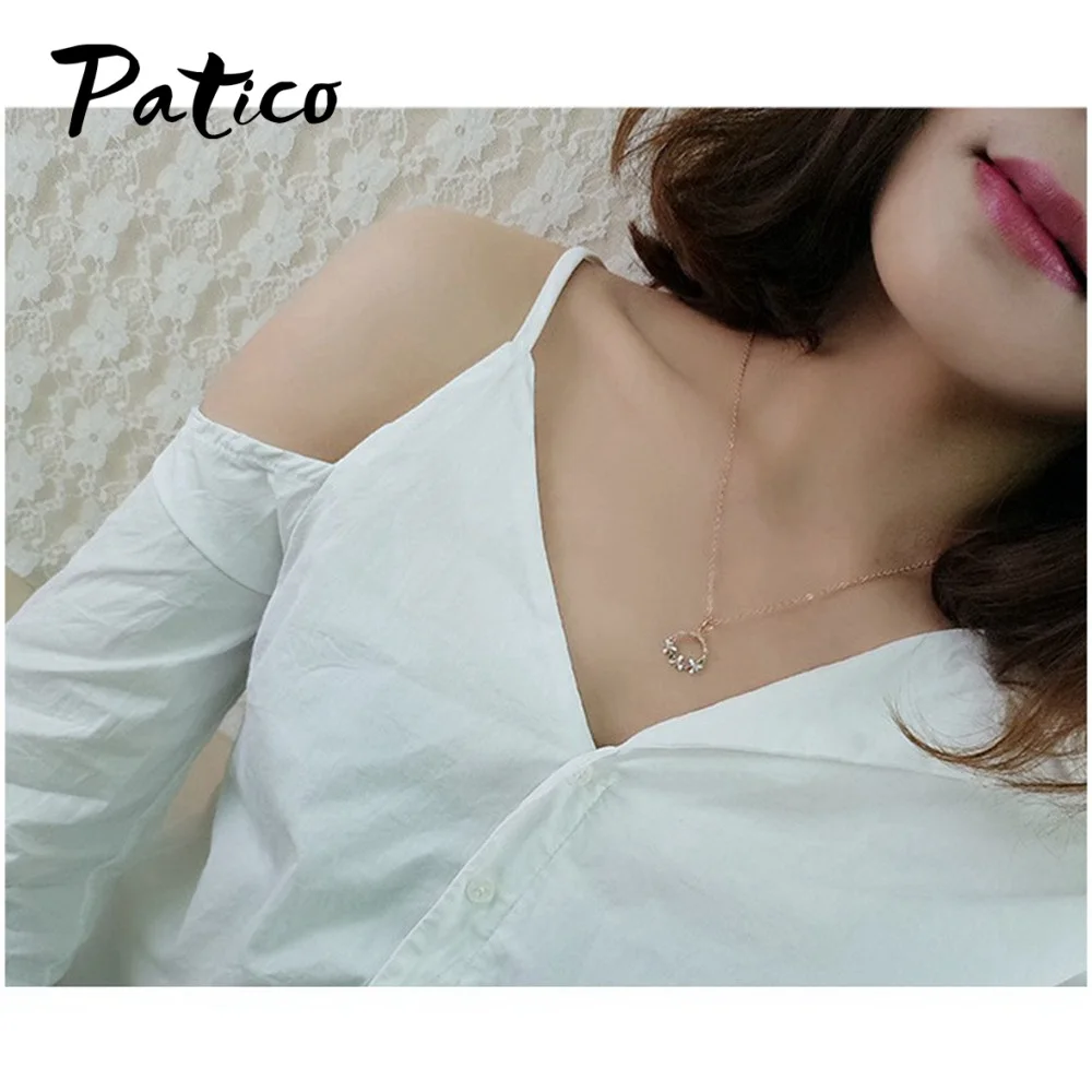 

Women Charm Vintage 925 Sterling Silver Crystal Pendant Rose Gold Color Cubic Zircon Flower Necklace Jewelry Gift Wedding Choker