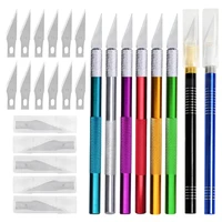 lmdz 48pcs engraving knive carving knife set metal scalpel knife non slip cutter precision with 40pcs blades for leather cutting