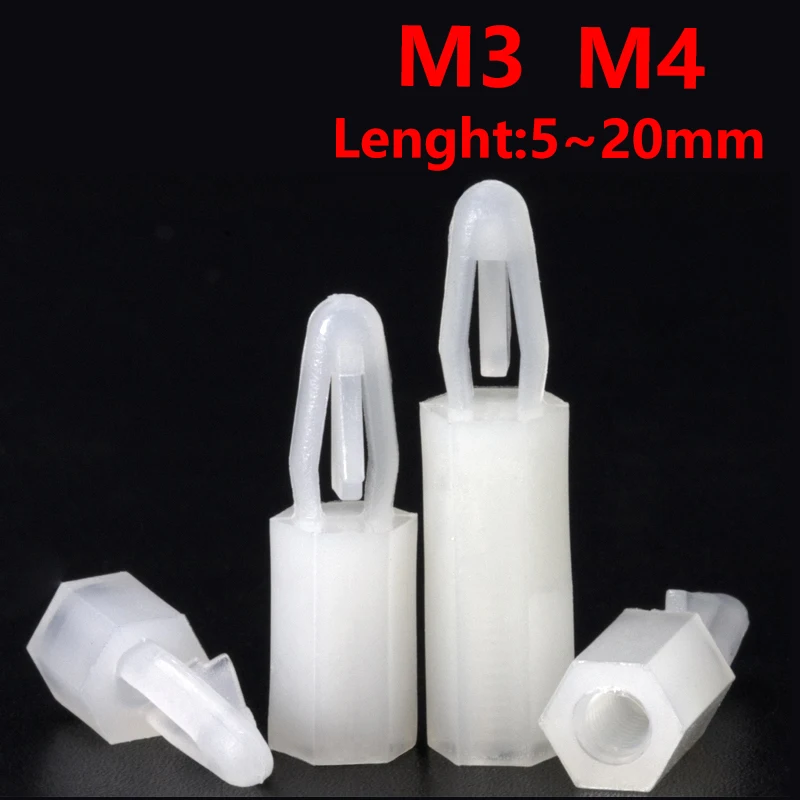 50 Pcs Nylon M3 Posts Spacing Hexagonal Threaded Screw Spacer Standoff  for Pcb Pwb Circuit Board Spacers Fixed Clips Threaded