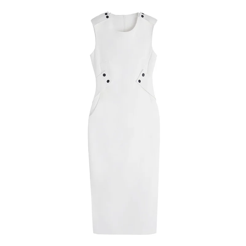 

Women dress Slim Summer dress sleeveless High waist O-Neck Straight dress Women NBN81394