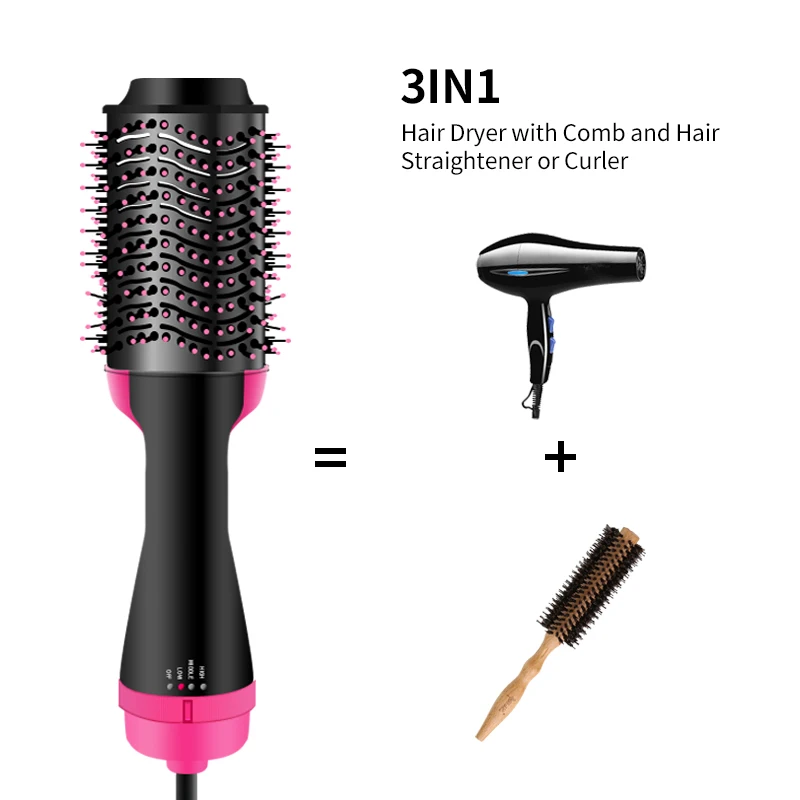 

One Step Hair Dryer Electric Hot Air Brush Multifunctional Negative Dryer brush Negative Ion Generator Hair Straightener Curler