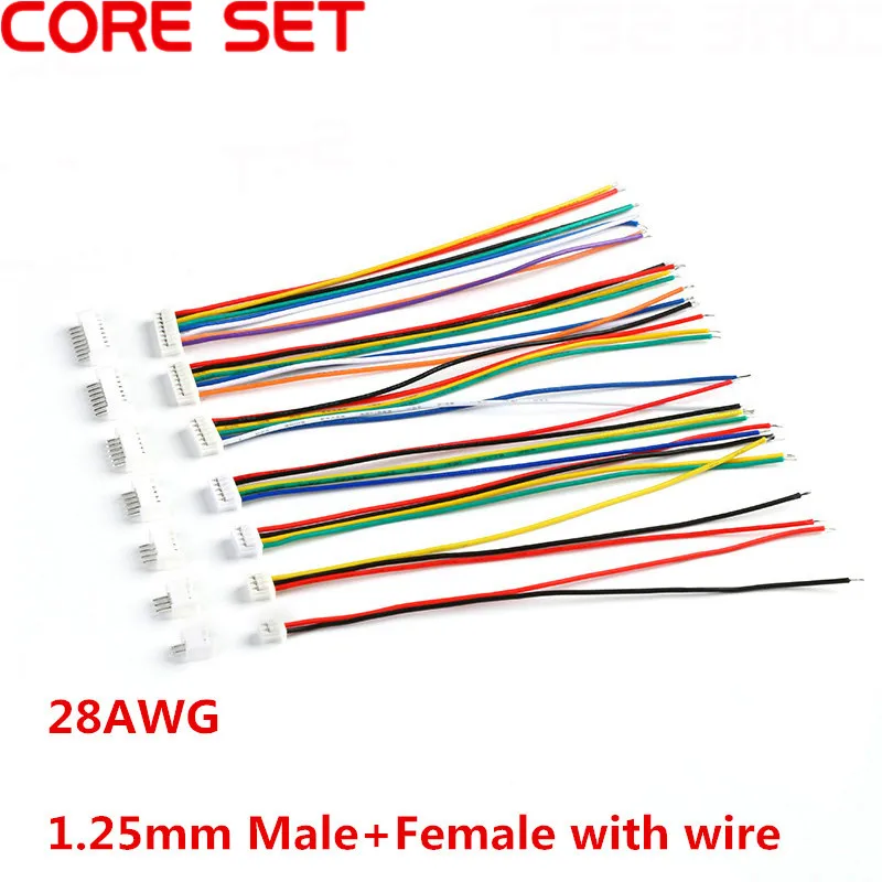 10Sets Male & Female Cable Connector XH 1.25 JST 2/3/4/5/6/7/8/9/10 Pin Single Head Plug With 10cm Electronic Wire Connectors