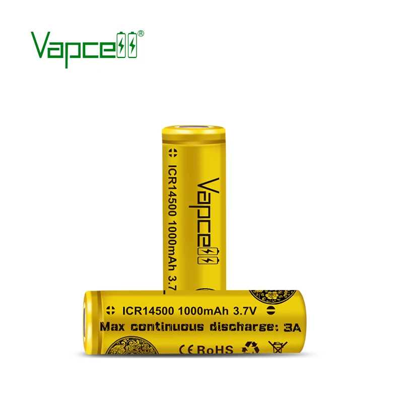 Vapcell 100% Оригинальный мини литий 3 7 v 14500 батарея ICR14500 1000 мА/ч 3A PK 14500p для батарейки
