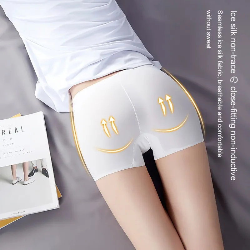 Women's Ice Silk Safety Shorts Invisible Seamless Boxer Briefs Underwear Boyshort