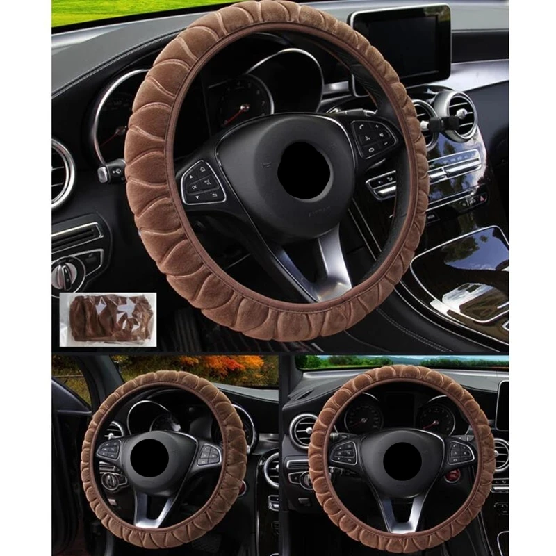 

38cm Car Steering Wheel Covers Auto Steering Wheel Case Super Soft Plush Elastic Car Cover For Women Winter Warm